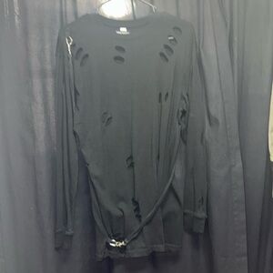 Distressed chained, hot topic sweater mini dress